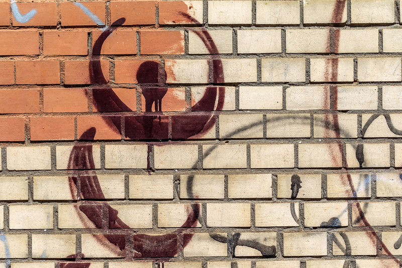 美丽的街头艺术涂鸦抽象创意在城市的墙上画出时尚的色彩城市当代文化