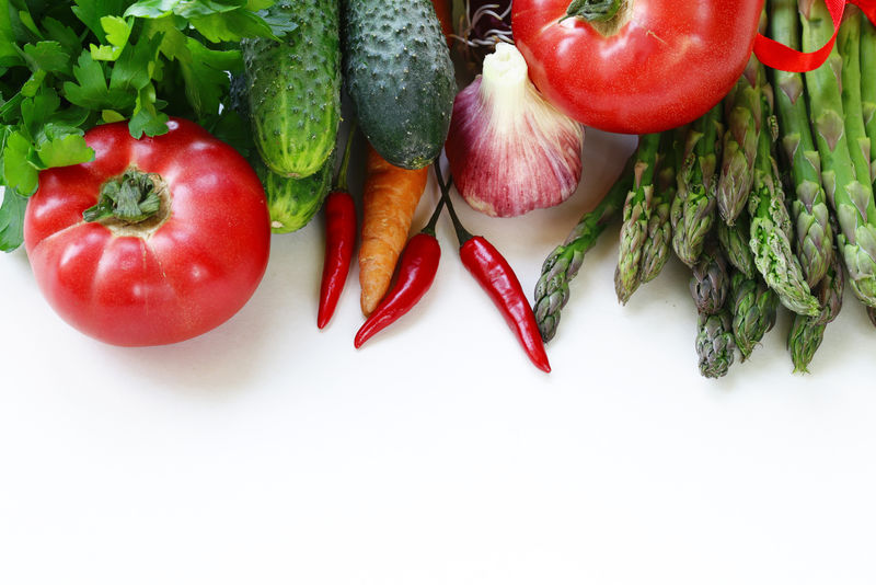 各种春季蔬菜（芦笋胡萝卜大蒜西红柿黄瓜）