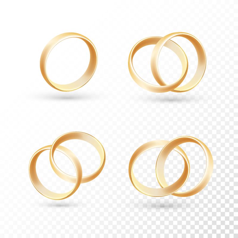 透明背景的金金属婚戒