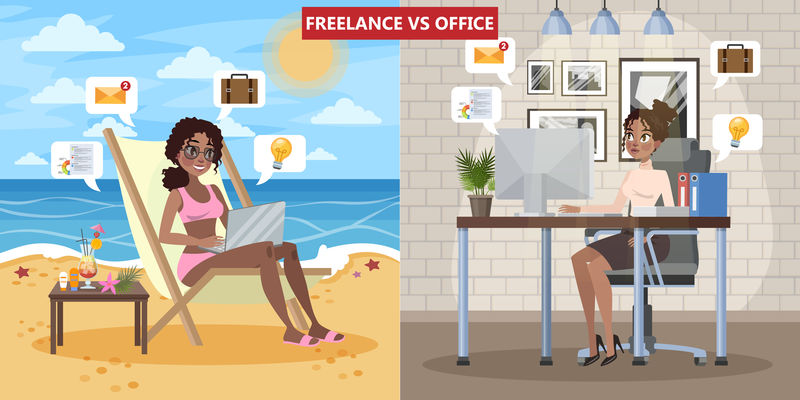 职业vs.办公室工作理念坐在躺椅上的女人