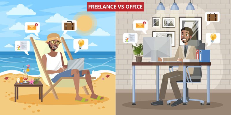 职业vs.办公室工作理念坐在躺椅上的男人