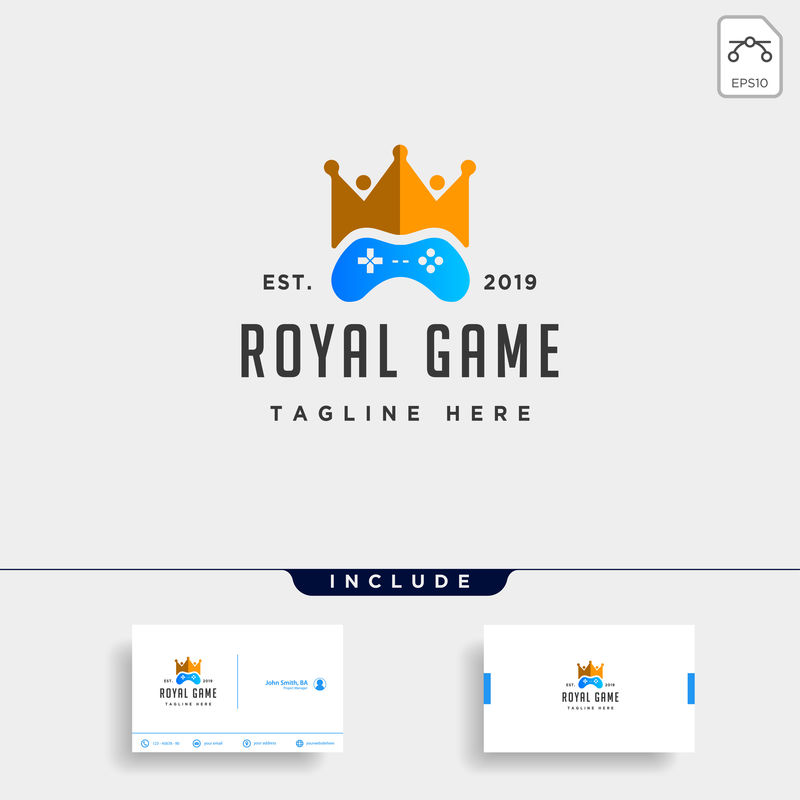 皇家游戏标志设计模板概念控制器