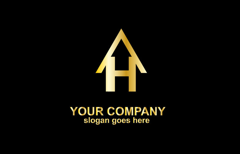 带有房屋图标的房地产字母H标志设计