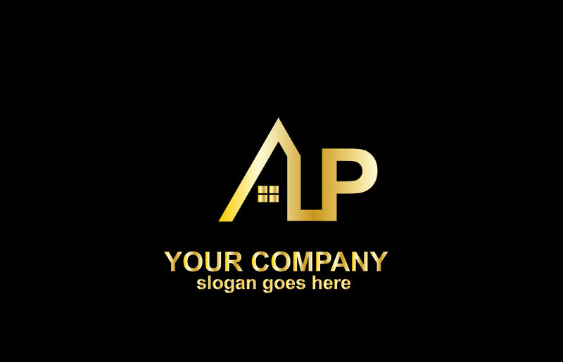 带有房屋图标的房地产字母P标志设计