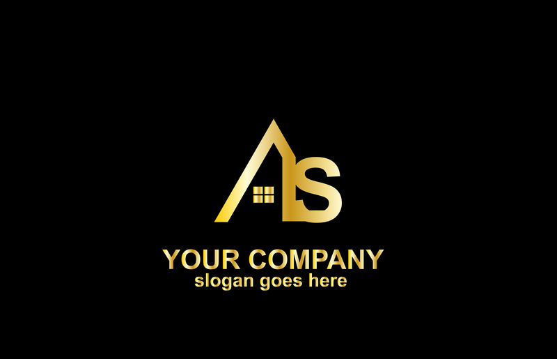 带有房屋图标的房地产字母S标志设计