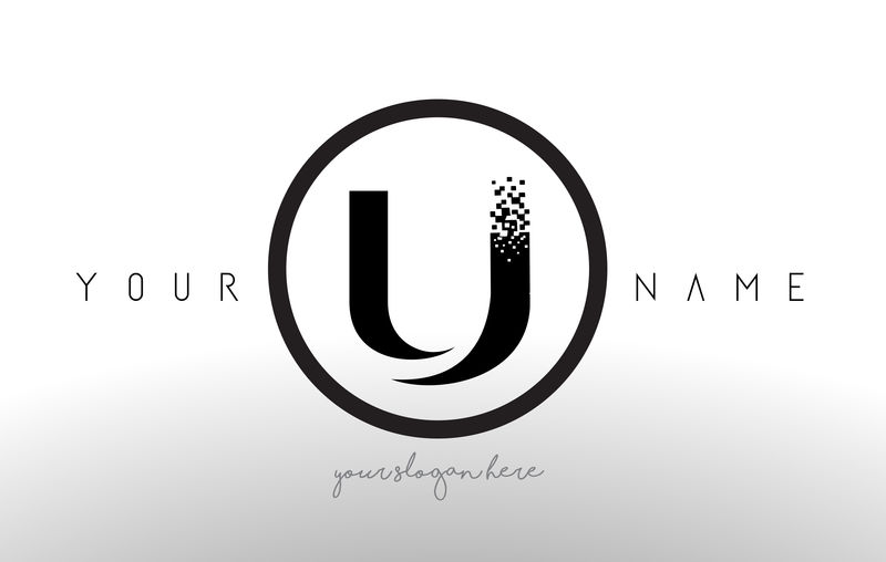 带有数字像素技术设计矢量的u形标志字母素材 高清图片 摄影照片 寻图免费打包下载