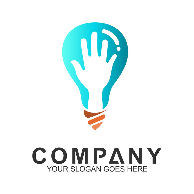 带手工标志的灯泡智能创意符号科学创意图标