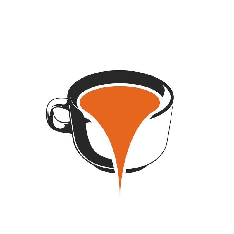 咖啡杯溢水矢量插图标识模板