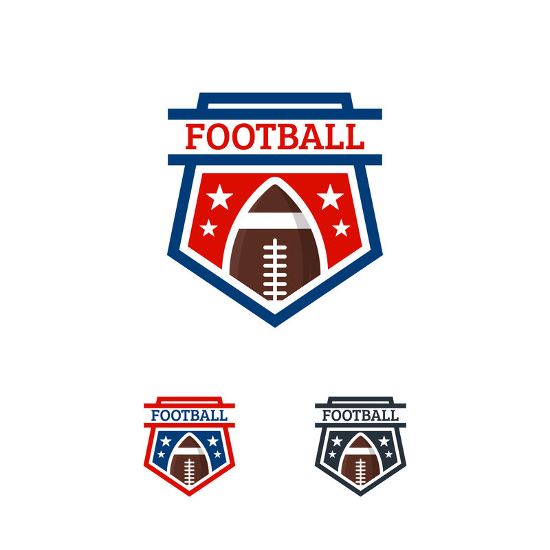 美国足球标志设计徽章模板-橄榄球标志徽章