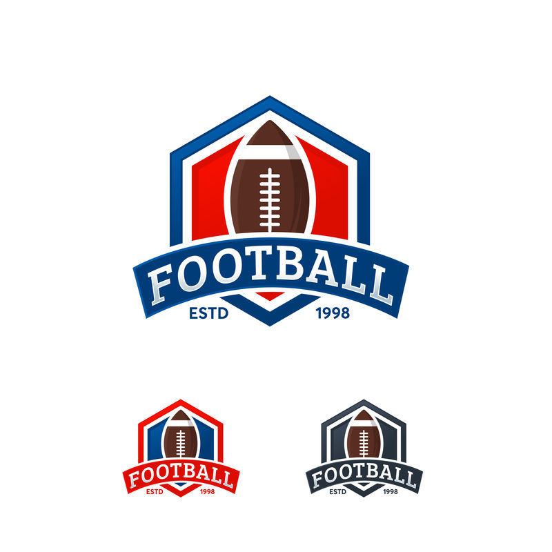 美国足球标志设计徽章模板-橄榄球标志徽章