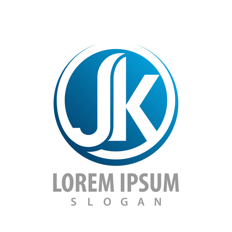 圆形首字母jk蓝色标志概念设计符号图形