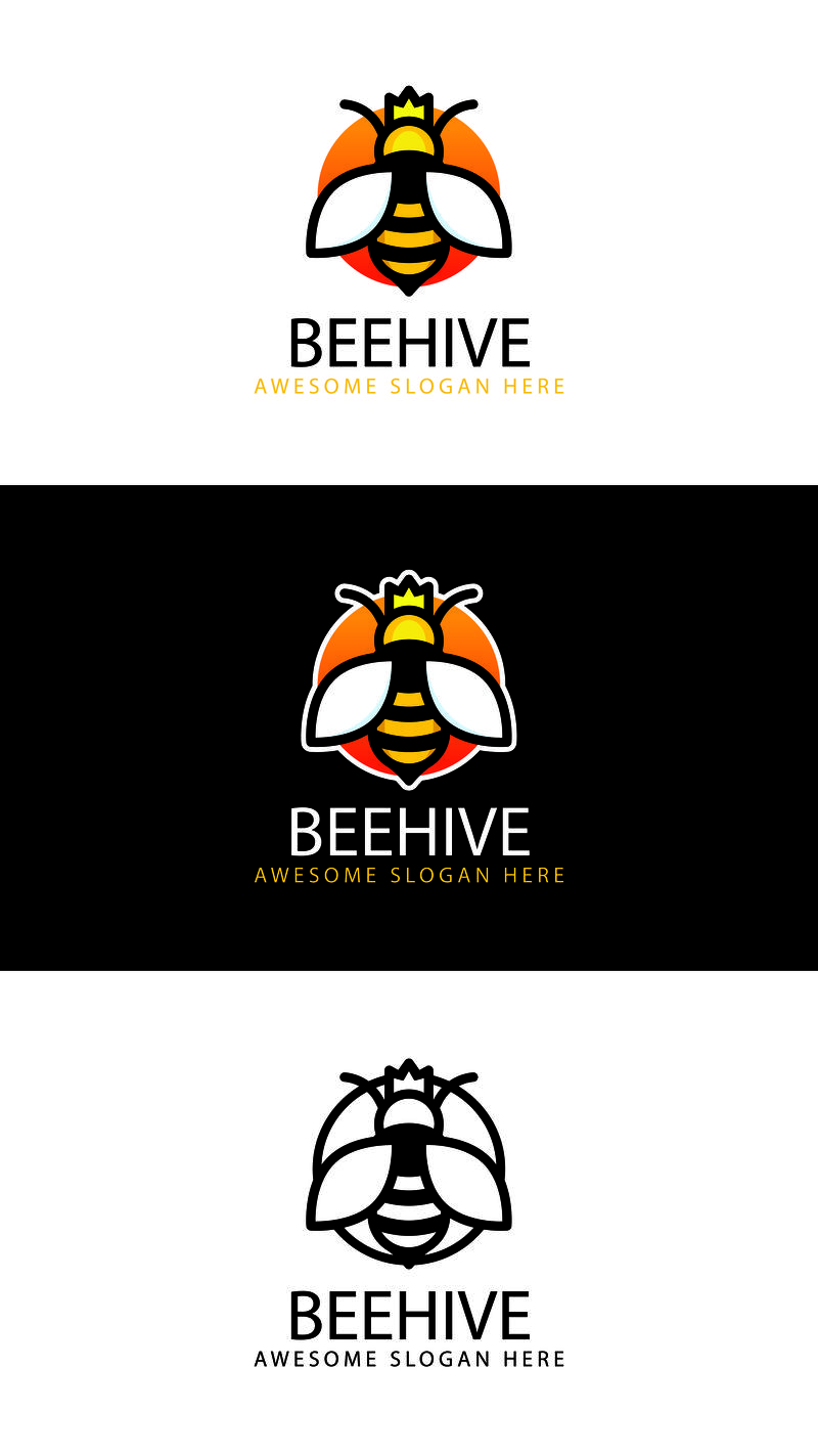 蜜蜂标识模板矢量图标