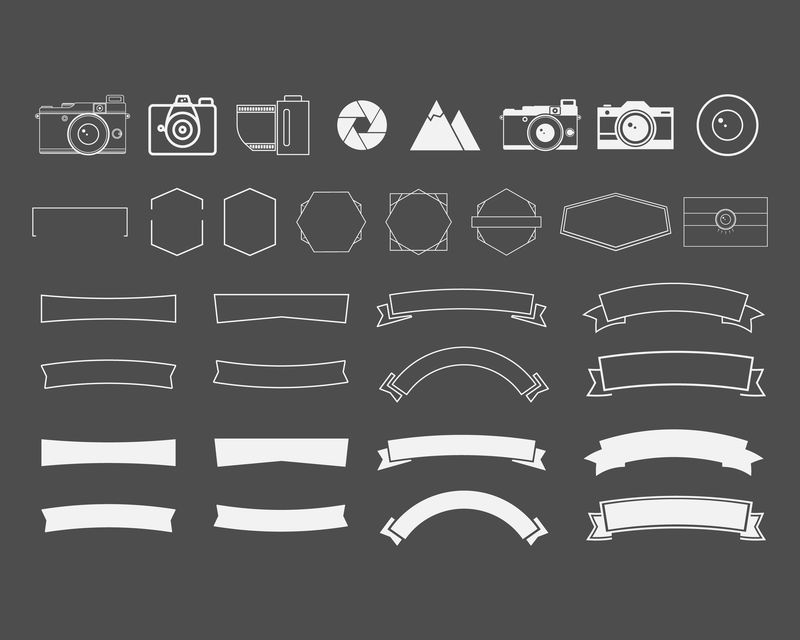 摄影古董和复古符号-丝带-镜框-元素-制作你自己的图标-徽章-标签-摄像头徽标模板-插图