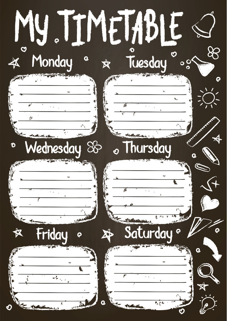 粉笔书写板上的学校时间表模板素材 高清图片 摄影照片 寻图免费打包下载