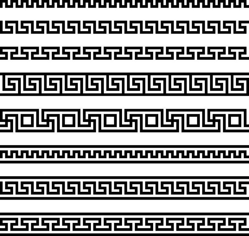 曲流模式-希腊的烦恼重复着主题-矢量无缝模式-简单的黑白背景-几何图形-纺织品涂料重复的背景-织物样本-包装纸