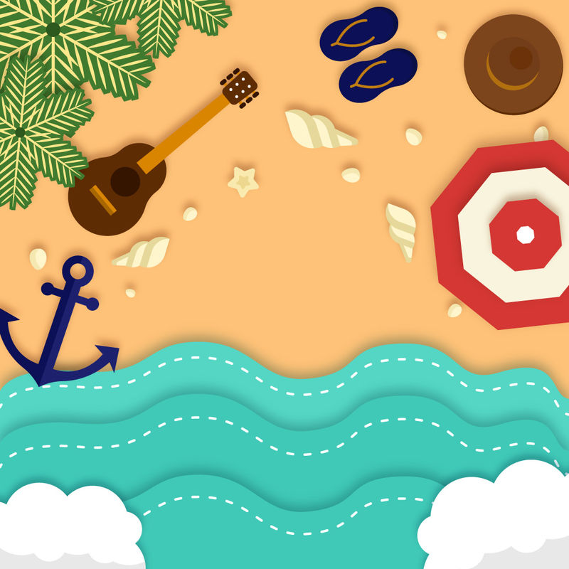 夏季海滩-棕榈树海星和被拉链覆盖的海浪素材-高清图片-摄影照片-寻图