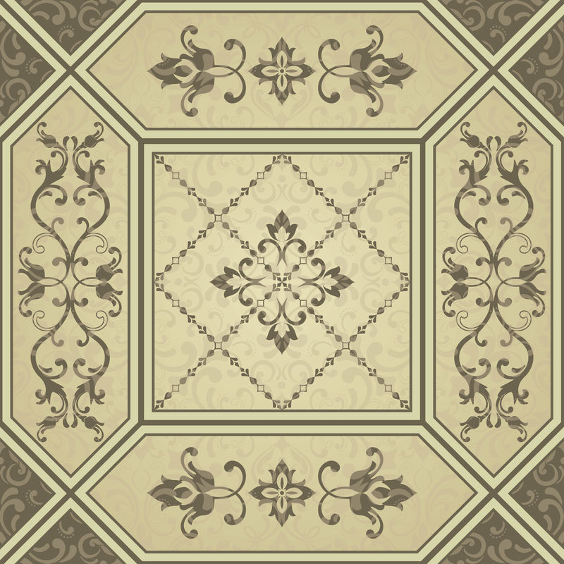 维多利亚时代风格的无缝拼接瓷砖