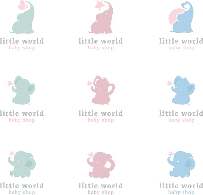 可爱的小大象标志套装-婴儿店标志