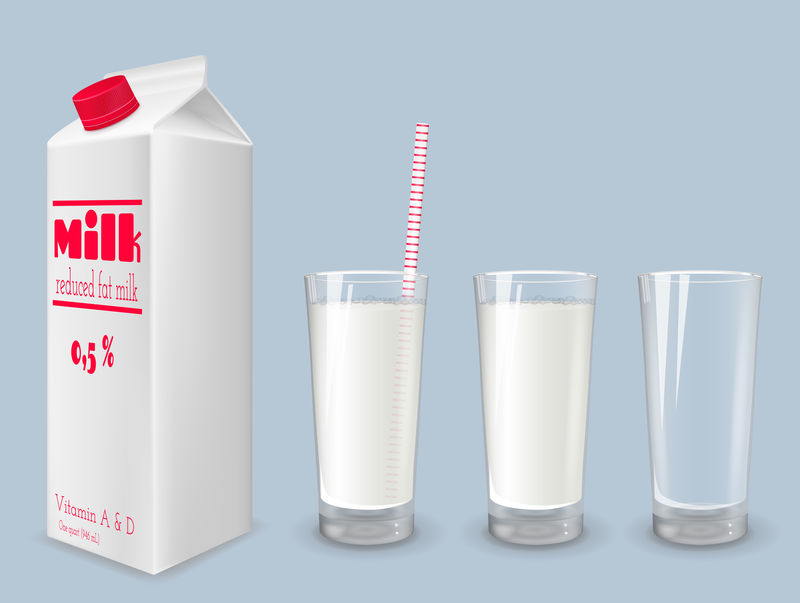 牛奶盒和牛奶杯
