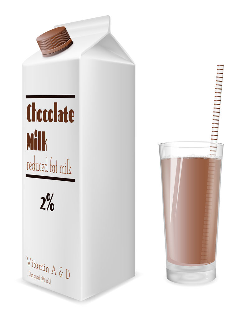 牛奶盒和牛奶杯巧克力牛奶