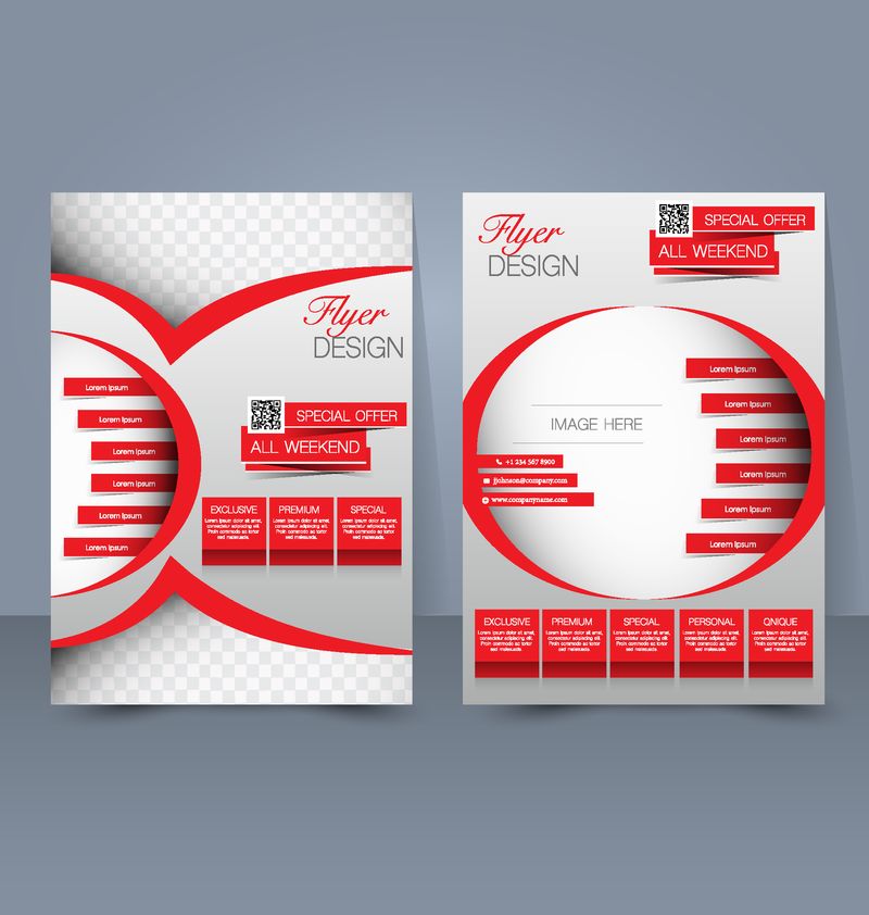 传单模板-商业手册-可编辑的A4海报设计-教育-介绍-网站-杂志封面-红色封面