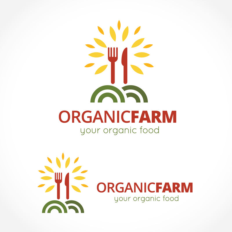有机农场标识食品标识烹饪标识餐厅标识小酒馆标识矢量标识模板