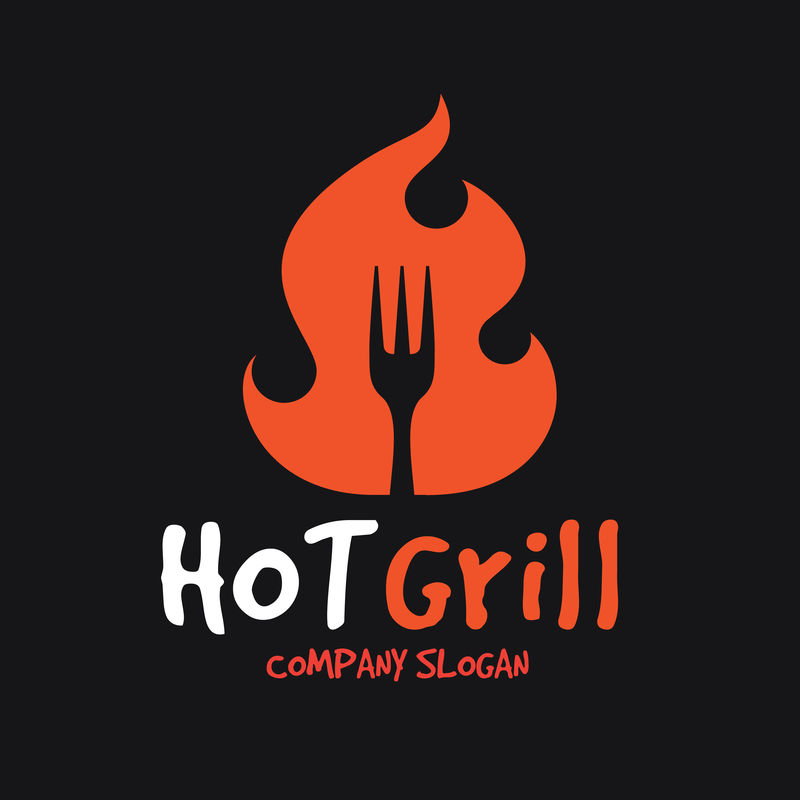 热烧烤标识食品标识餐厅标识小酒馆标识食堂标识咖啡馆标识矢量标识模板