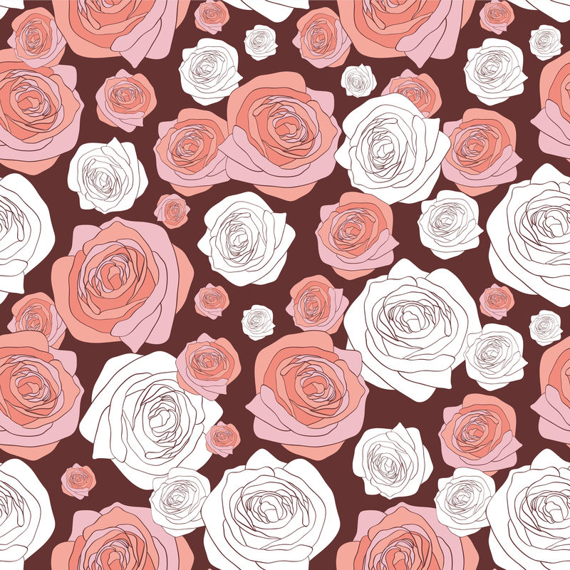 无缝图案搭配美丽的玫瑰