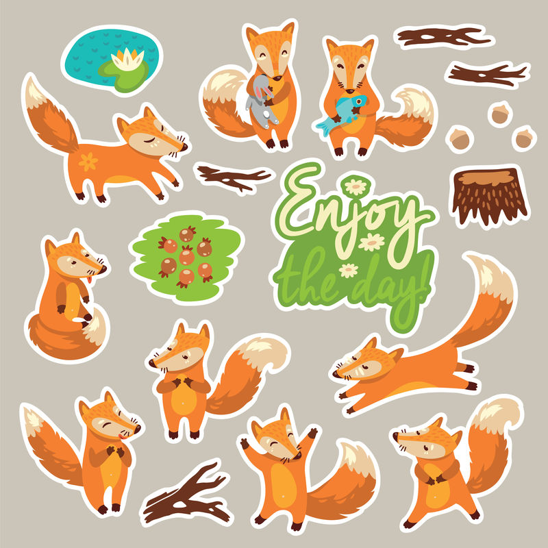可爱卡通狐狸贴纸系列