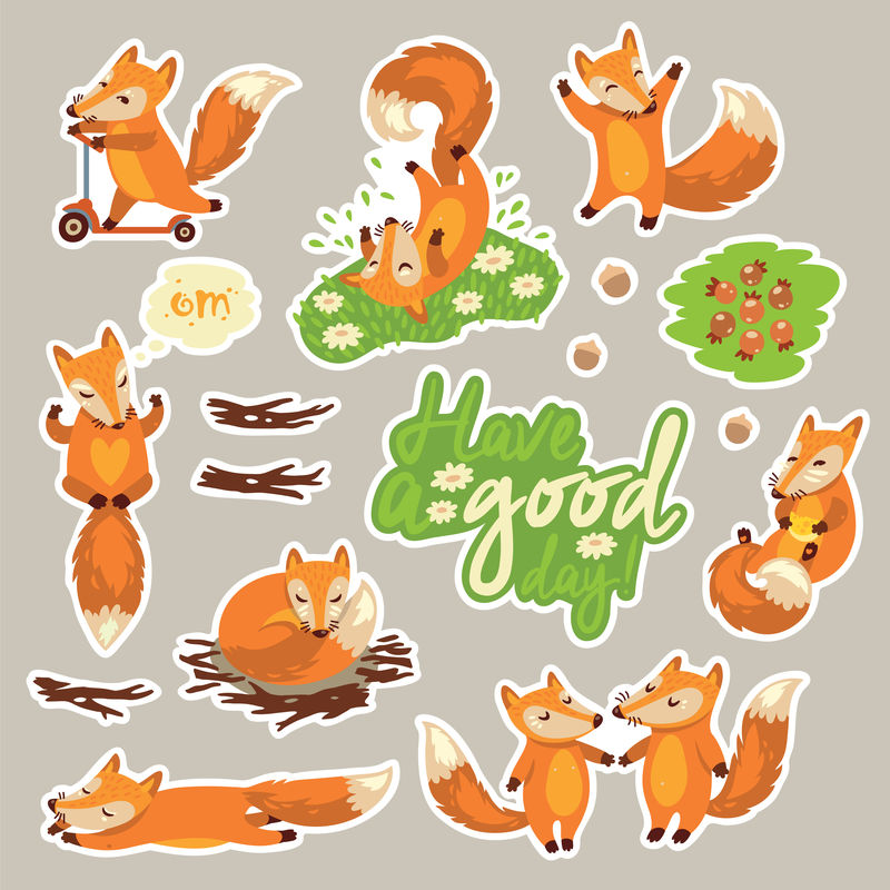 可爱卡通狐狸贴纸系列