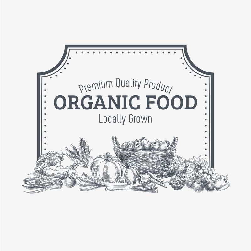 手绘有机食品的载体背景