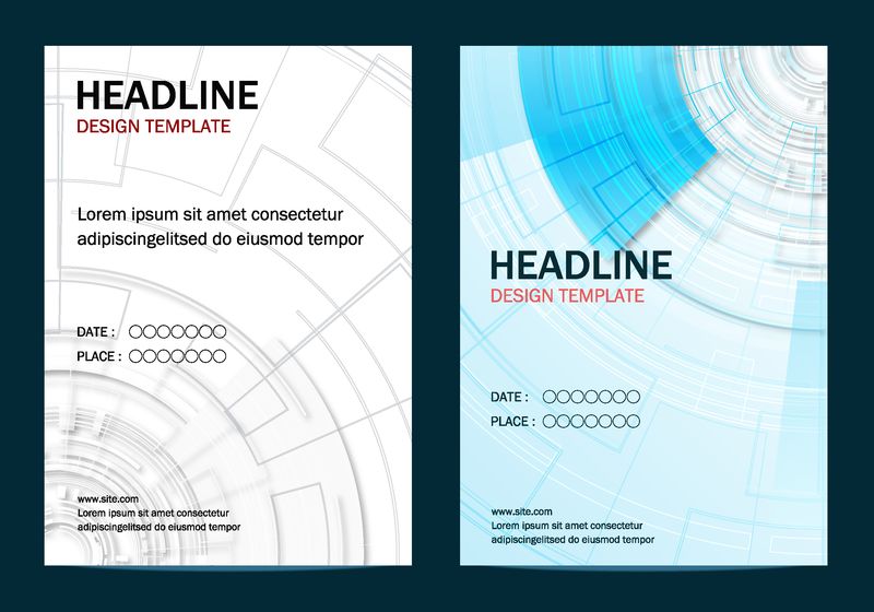 广场设计手册杂志传单小册子或报告的商业模板-传单封面-抽象布局-便于编辑矢量-圆形几何造型技术背景