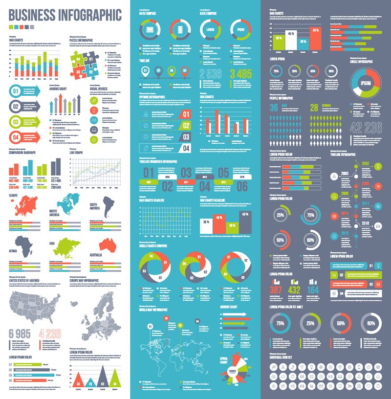 平面样式的业务演示的信息图矢量元素