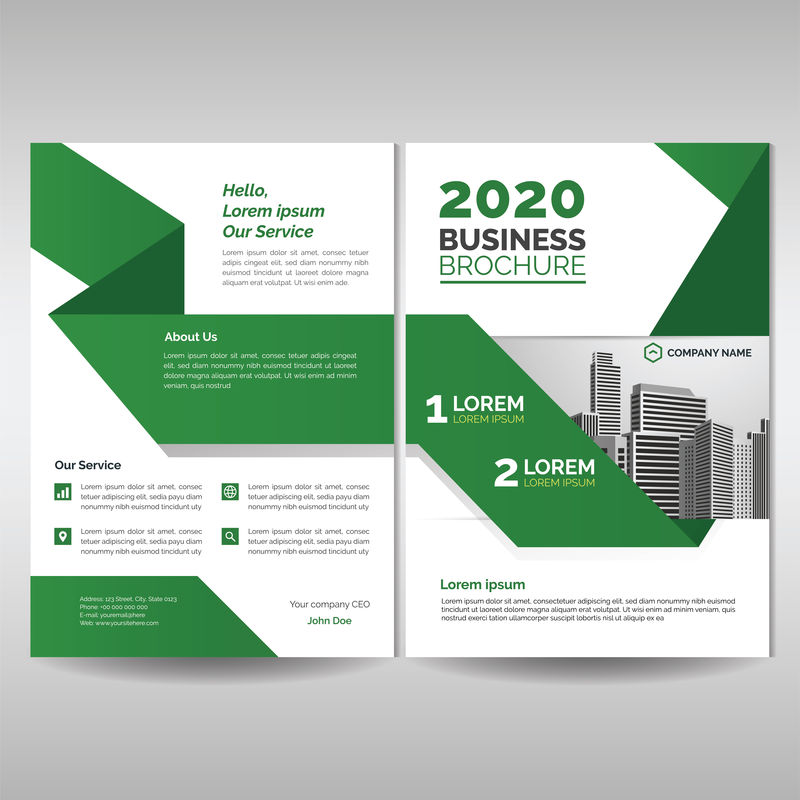 绿色折纸式商务小册子封面模板