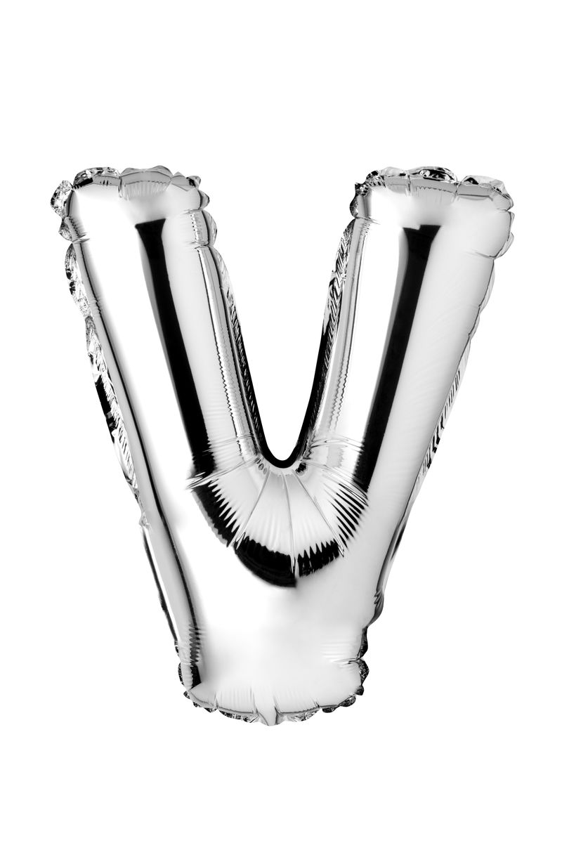 白底银气球V字