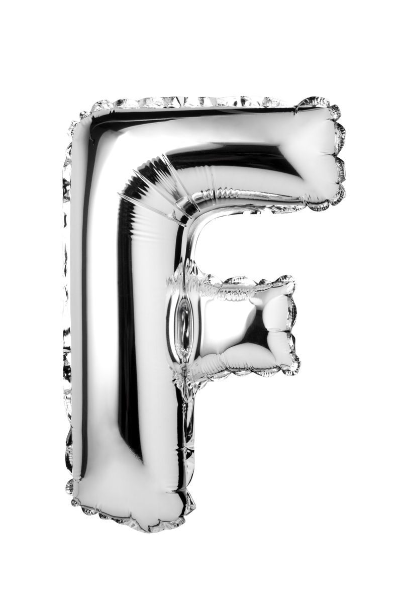 白底银气球的字母F