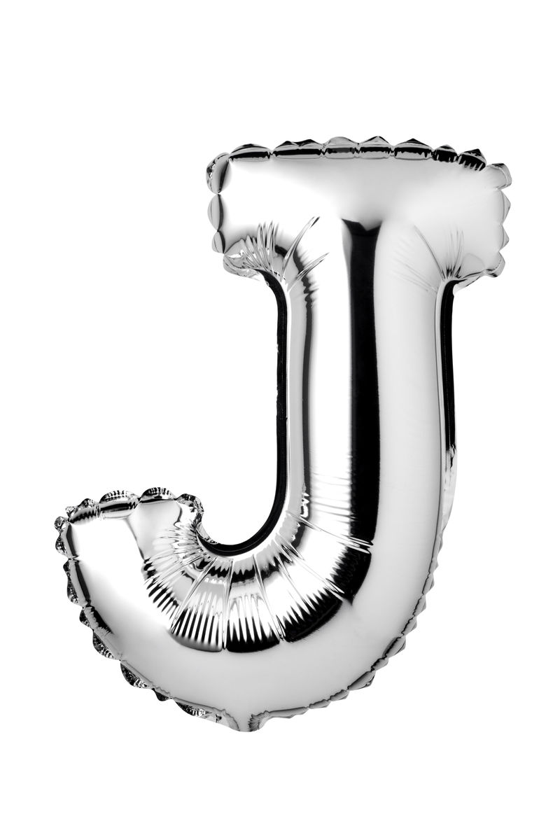 白底银气球的字母J
