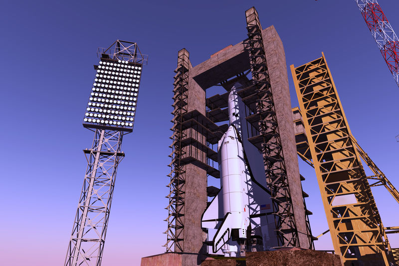 拜科努尔号飞船在天空中