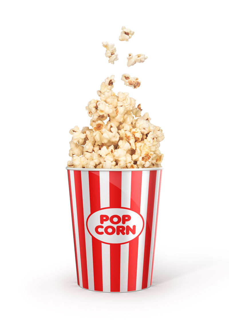 包装中的爆米花白色背景隔离