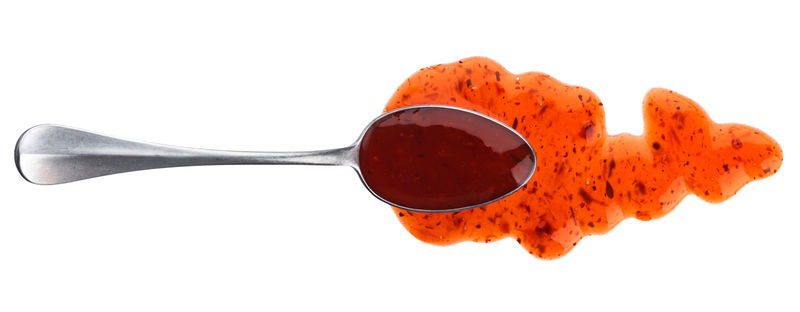 白底小勺蔓越莓酱俯视图