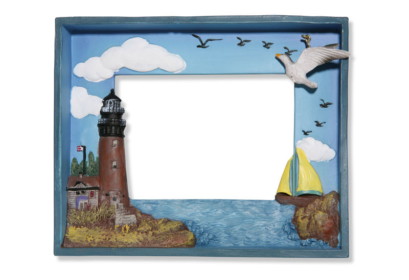 以海滨为主题的白色相框