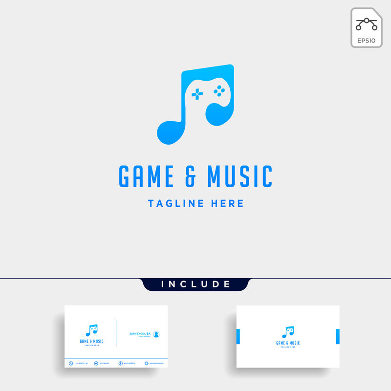 音乐游戏标志设计模板矢量图