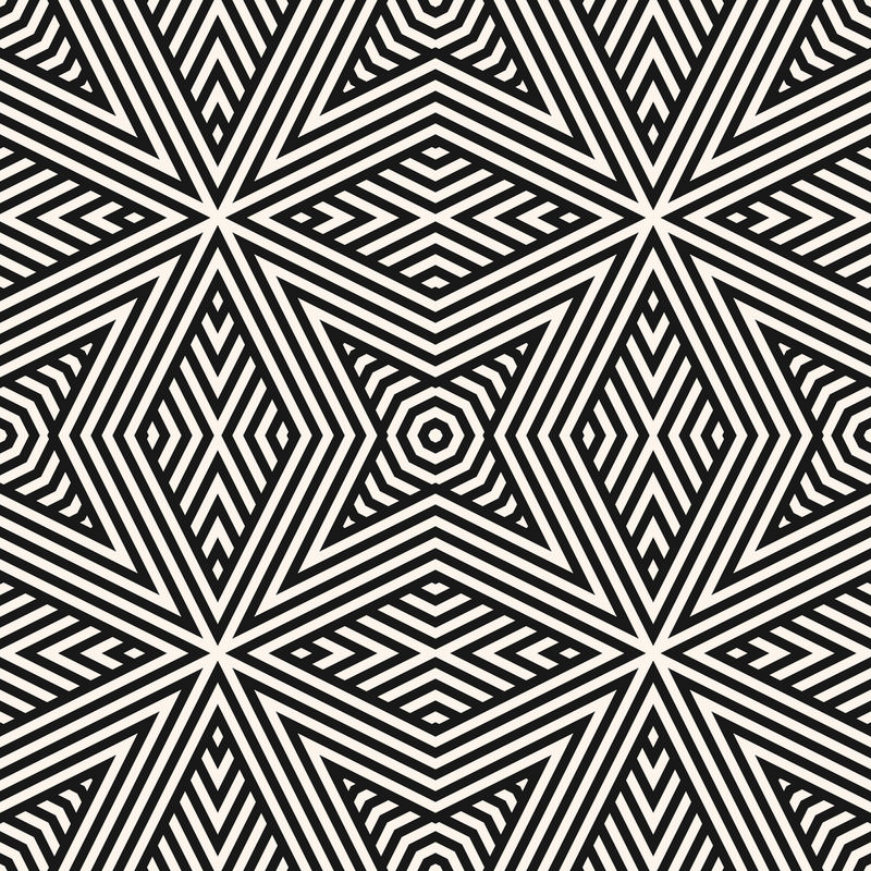 几何线条无缝图案矢量抽象黑色和白色
