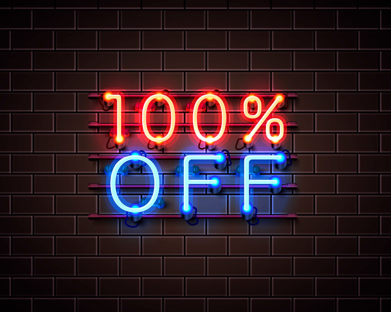 霓虹100离文本横幅