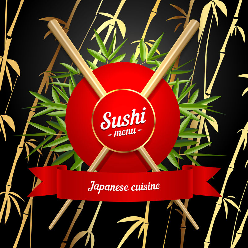 黑色背景上的寿司菜单封面图标-矢量剪贴画插图