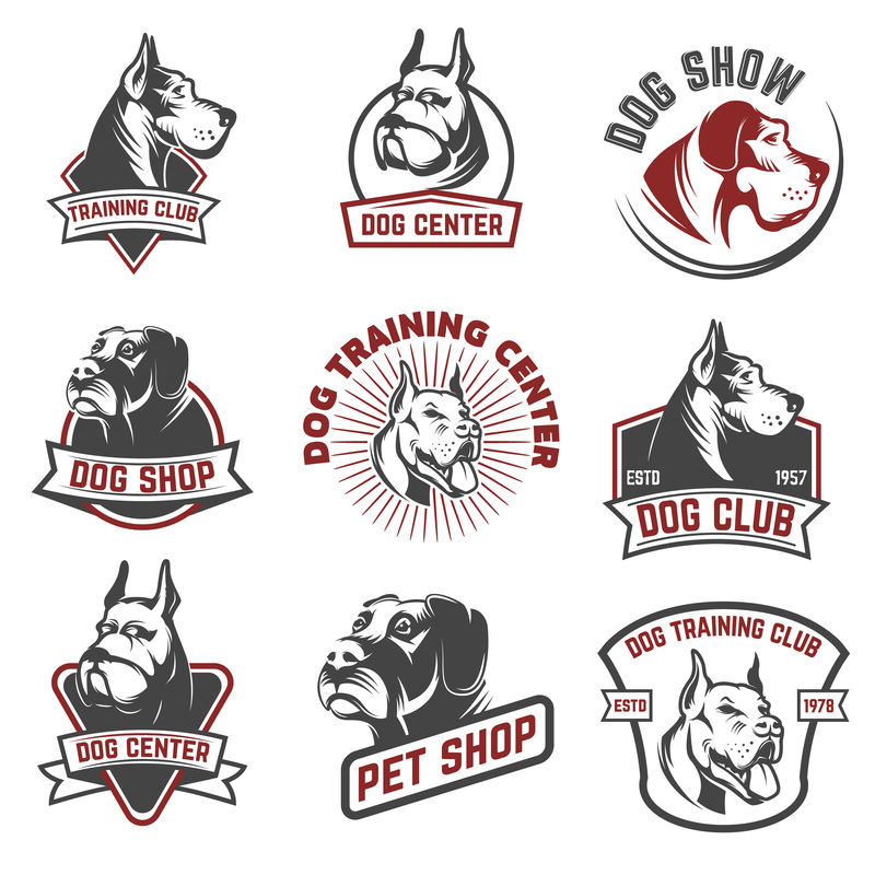 狗店狗训练中心标志模板隔离在白色