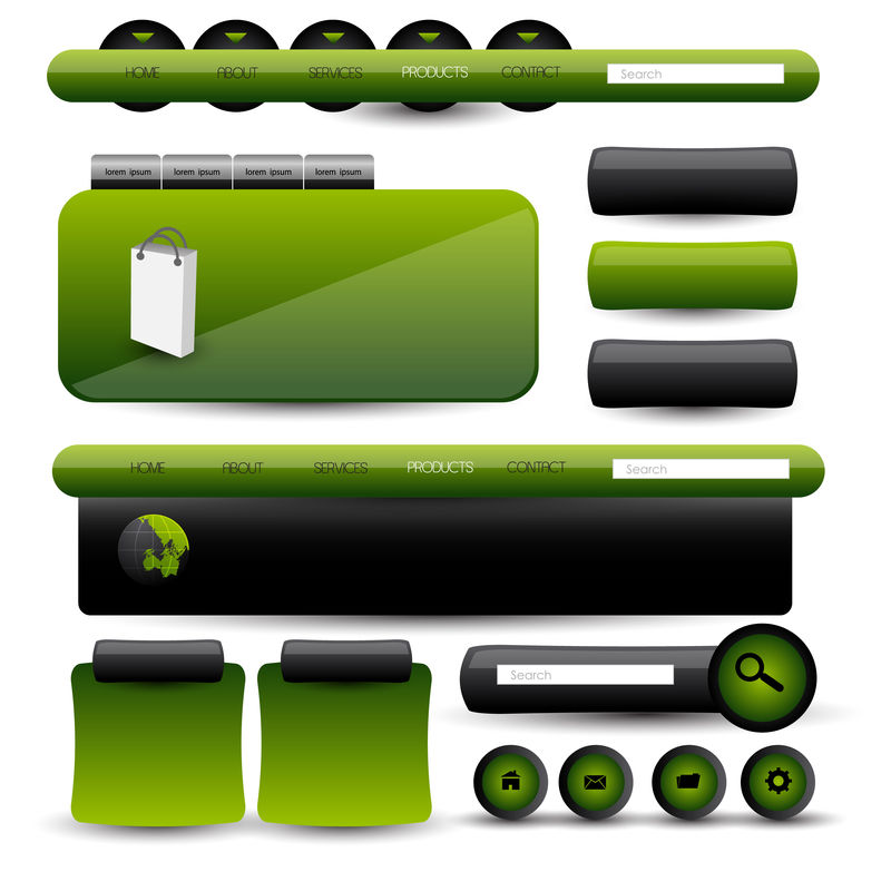 矢量绿色网络表单和按钮