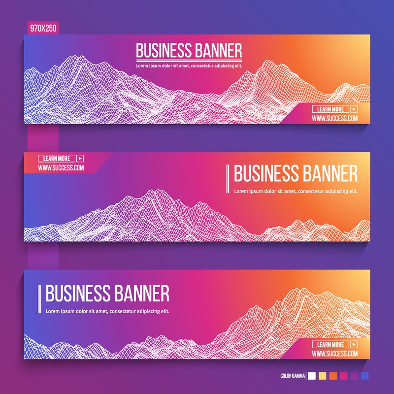 抽象技术网页横幅-背景三维网格-人工智能电线网络未来派的线框-人工智能-网络安全背景向量图EPS 10