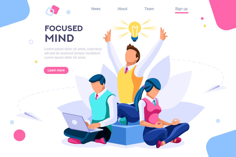 寻找想法集中注意力冥想健康概念可用于网页横幅信息图表英雄形象白色背景上的平面等距矢量图