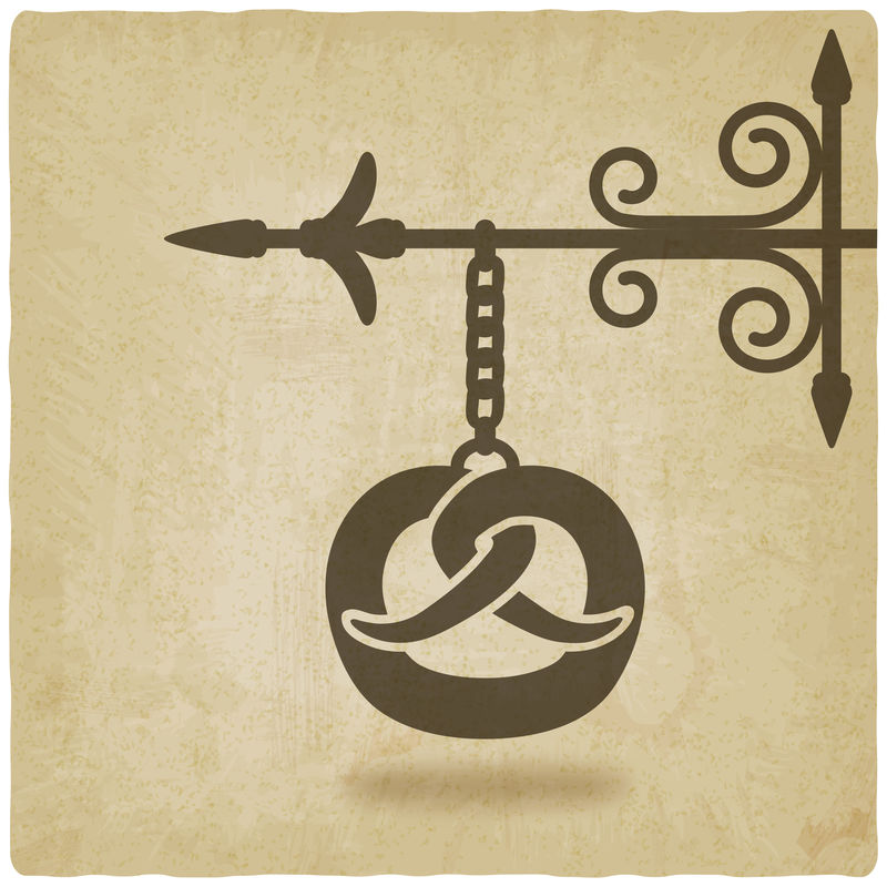 椒盐脆饼面包店象征着古老的背景-矢量图解